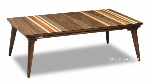 木目のグラデーションが楽しめるセンターテーブルとしても使用できるスタイリッシュこたつ